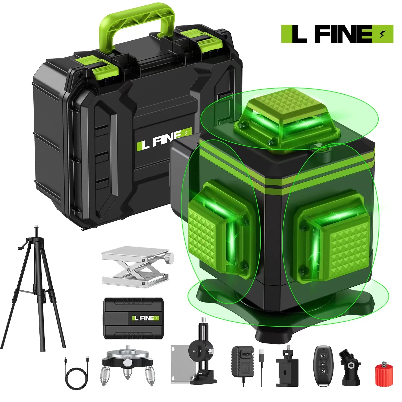 Lfine 4D 16 Lines Laser Levels 360°Self-leveling with Tripod and Suitcase Professional Horizontal And Vertical Laser Level Tool