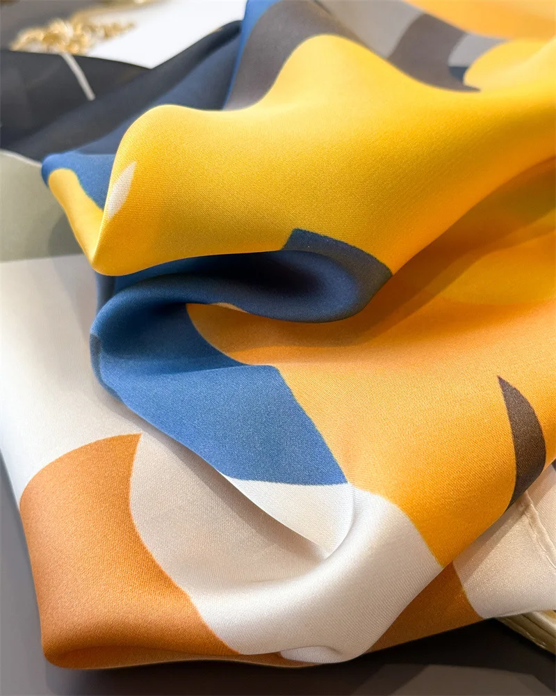 2026 New Women Square Scarf Imitation Silk Floral Print Neckerchief Bandana Lady Shawl Scarves Wrap Head Hair Band Ties view 6