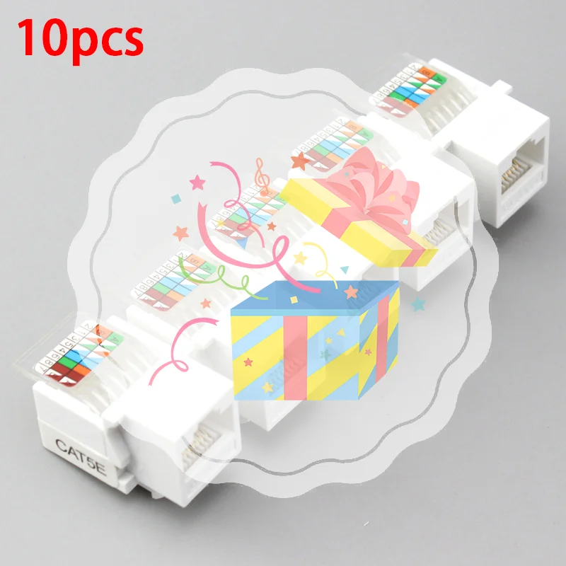 10Pcs RJ45 CAT5e Ethernet Network Keystone JackClip Module Wall Plug Connector