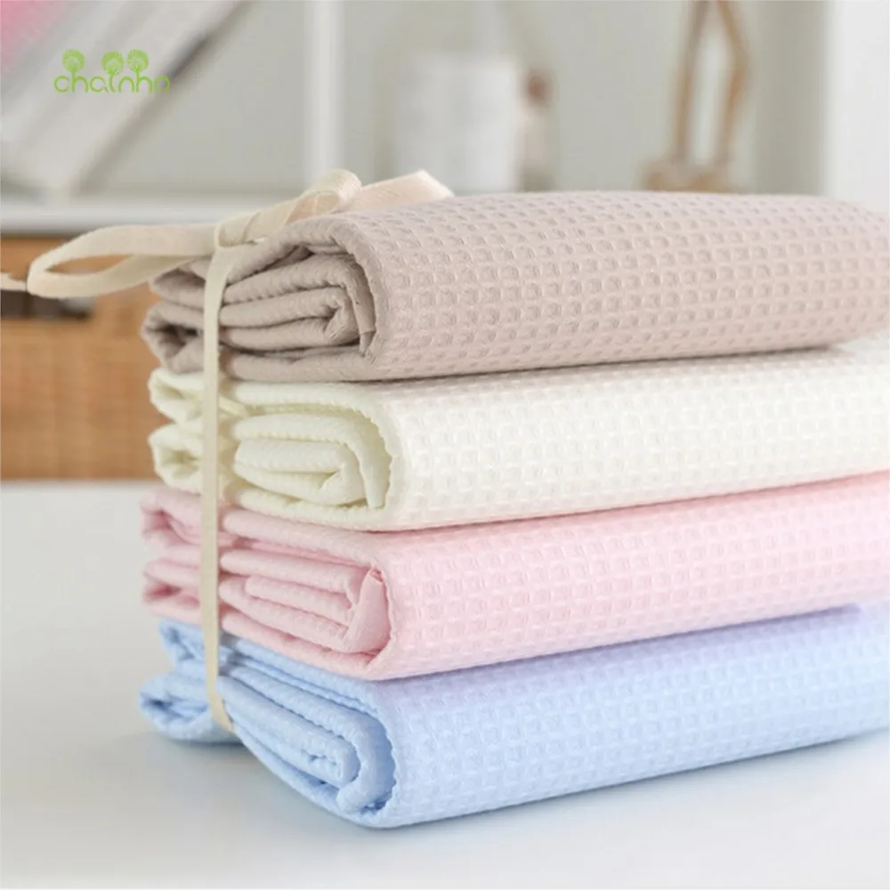 Chainho,Soft Waffle Fabric,Solid Color,DIY Quilting Sewing Material,For Sleepwear,Bathrobes,Pillowcase,Cushion,5 Color Series