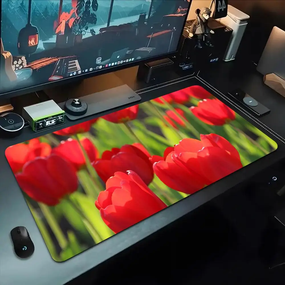 

realistic tulips Mouse Pad 500X1000 mm Large Gaming Mousepad Gamer XL Rubber Otaku Keyboard Pad Laptop Desk Mat