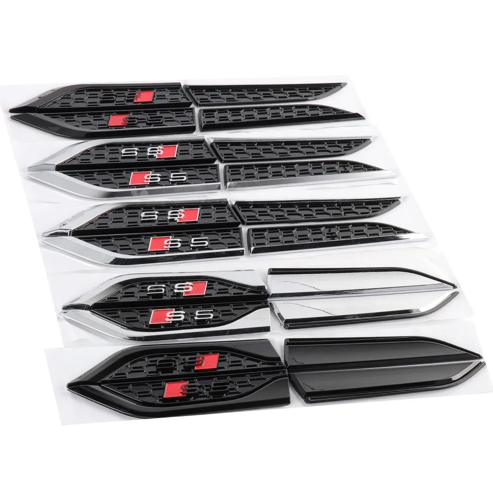 

2pcs Car Styling Side Fender Wing Stickers Decoration Auto Accessories For AUDI ABT S5 RS5 SLINE Badge Auto Modification Decals