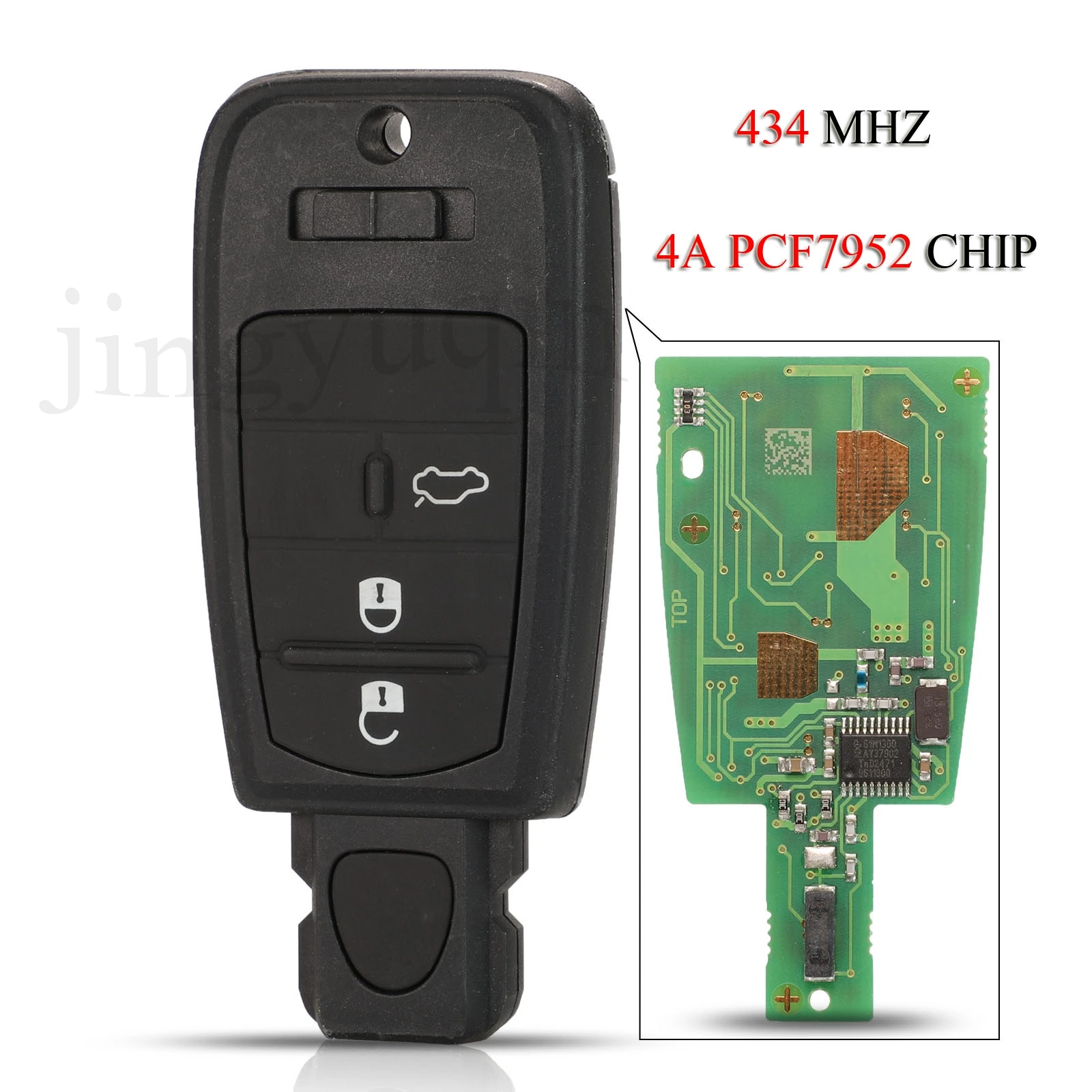 

jingyuqin Remote Smart Car Key For FIAT Viaggio Ottimo 3Buttons 433Mhz 4A pcf7952E Chip