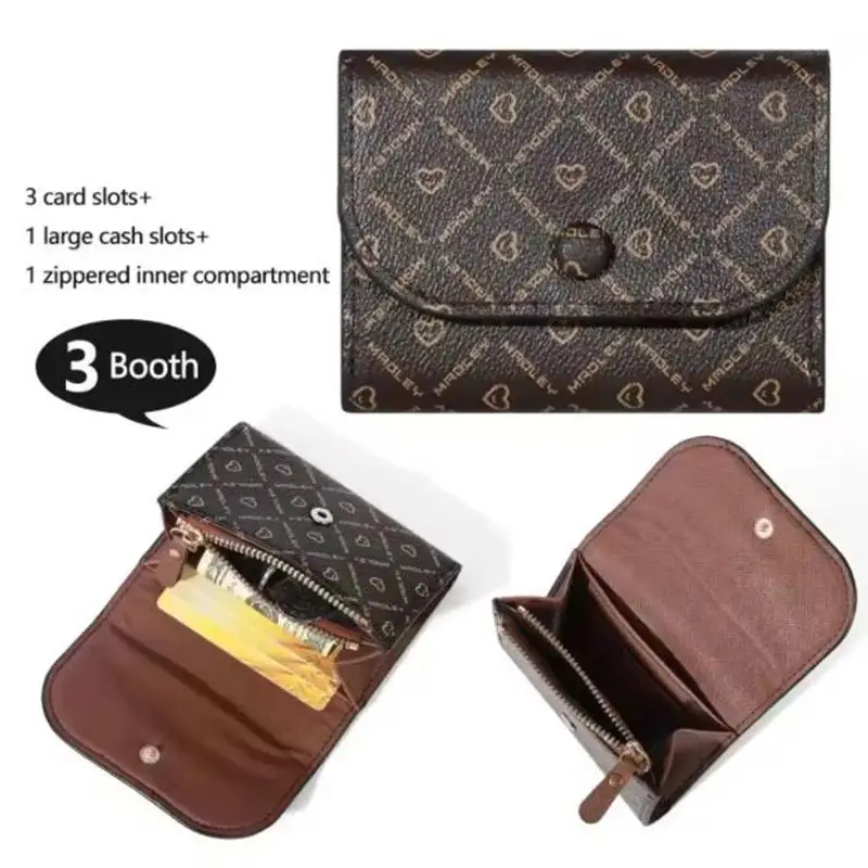 Portafoglio corto retrò alla moda, porta carte multifunzionale e versatile, pronto per uscire e prendi la borsa insieme