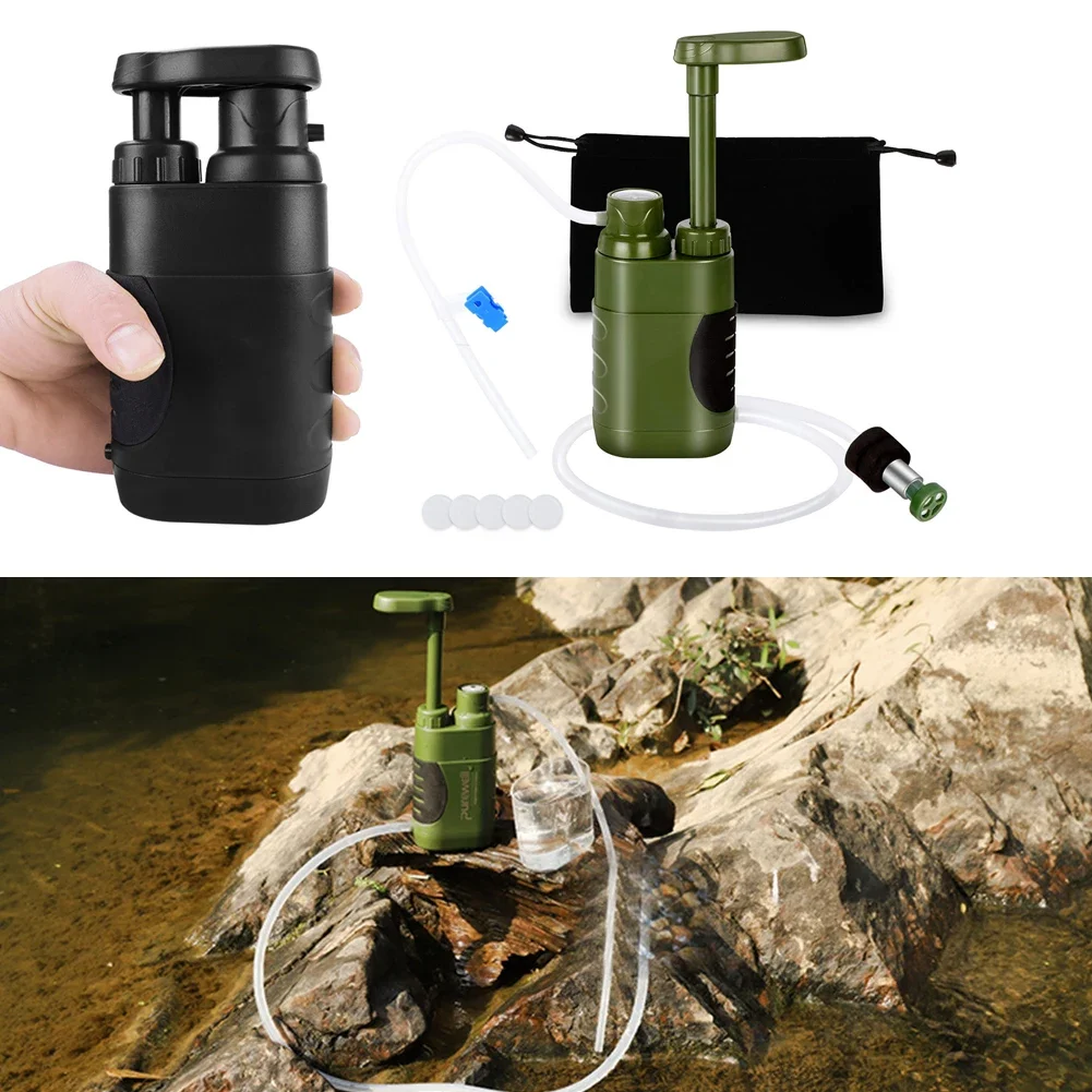 

Portable Camping Water Filter Purifier, Emergency Survival Filtration System, Outdoor Drinking Water Tool