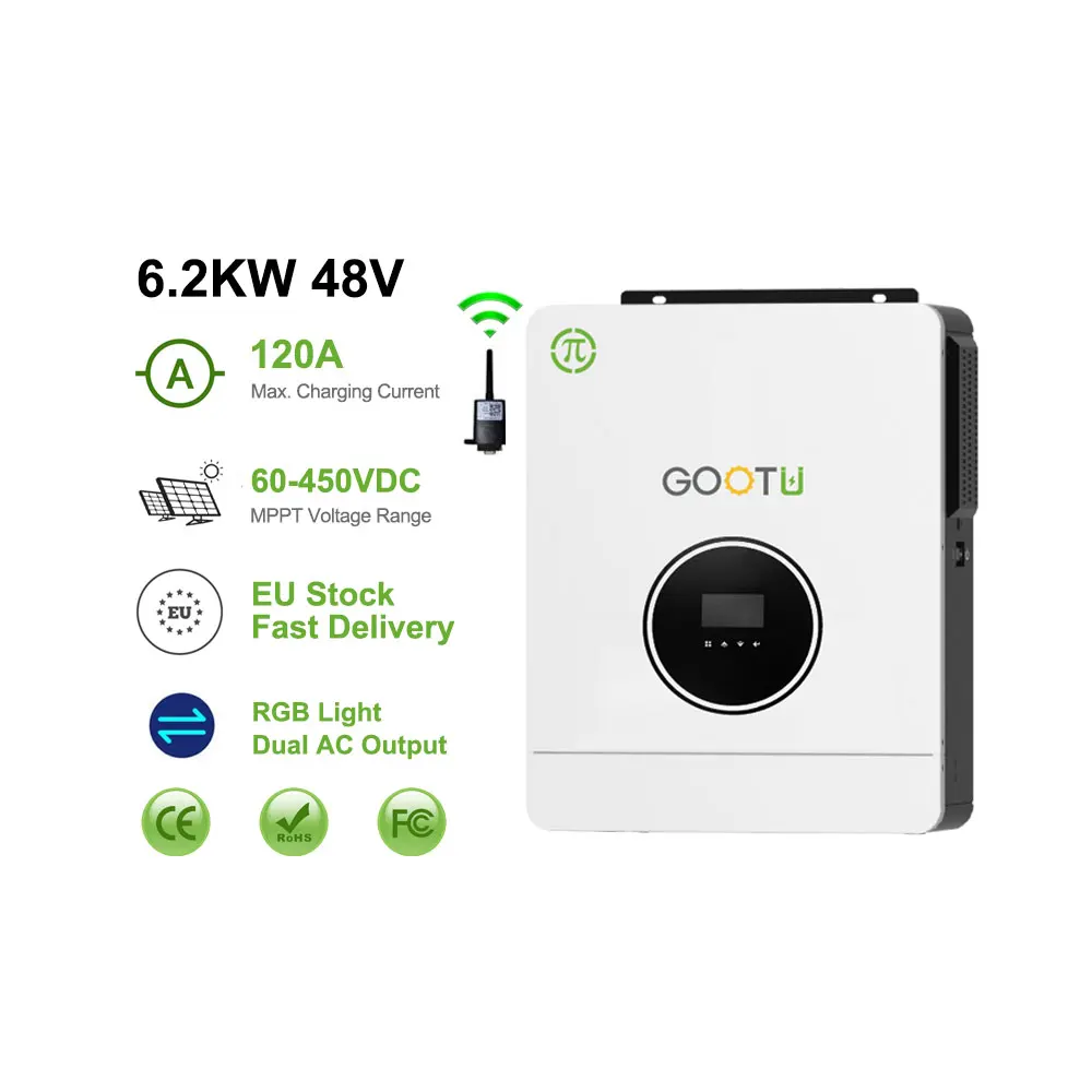 4.2KW 6.2KW 10.2KW inverter solare ibrido con MPPT 450VDC doppia uscita 48V 120A caricatore solare 220/230/240V inverter doppio MPPT