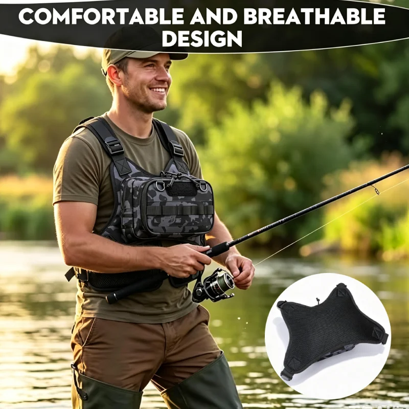 Angeln Locken Vorne Brust Weste Reise Rucksack Camping Wandern Outdoor Radfahren Bergsteigen Ausrüstung Taktische Tackle Tasche für Männer Sac – Detail 11