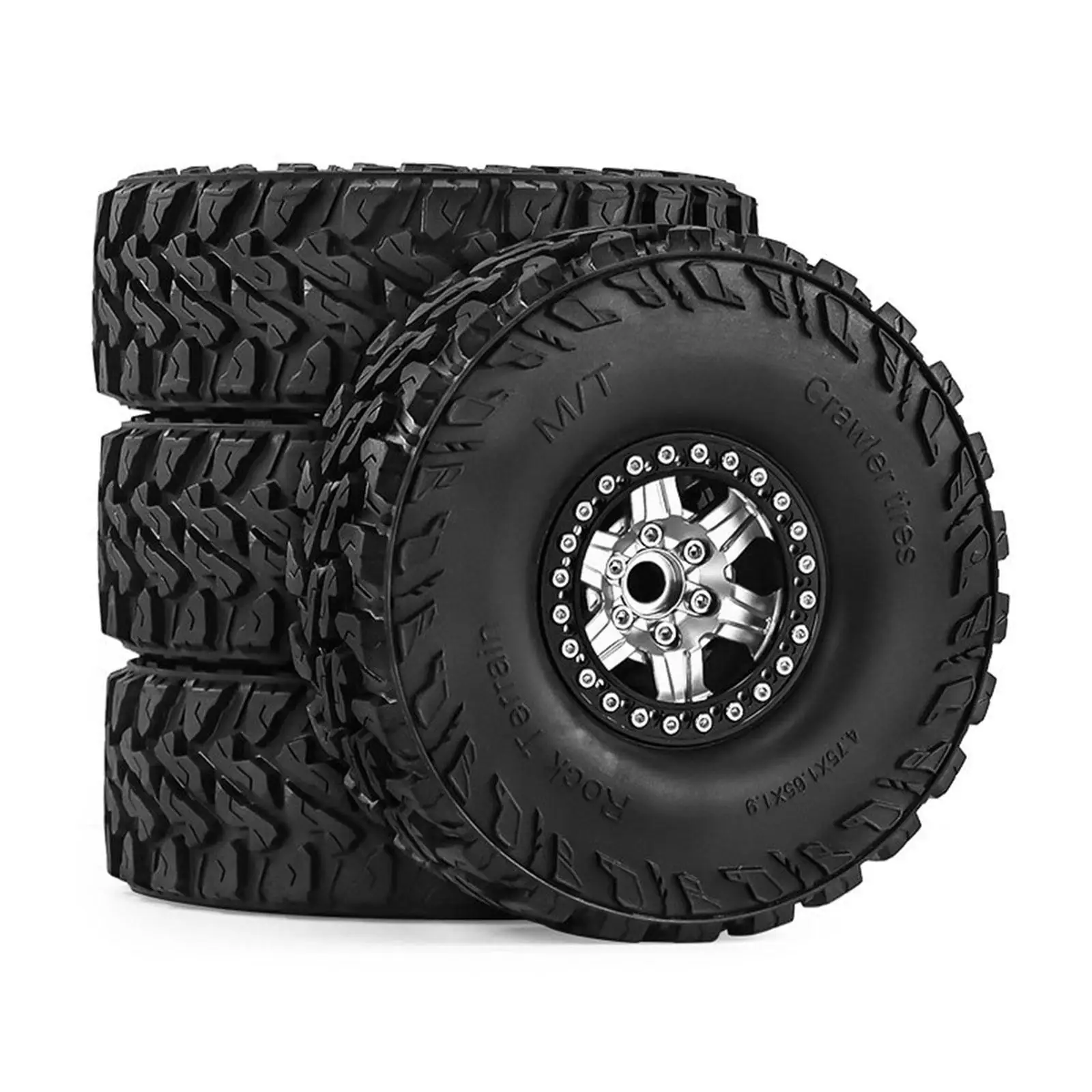 

Sturdy RC Car Spare Parts 1/10 Crawler Wheels and Tires Aluminum Alloy Rubber Direct Replace for Miniature Jeep 4x4