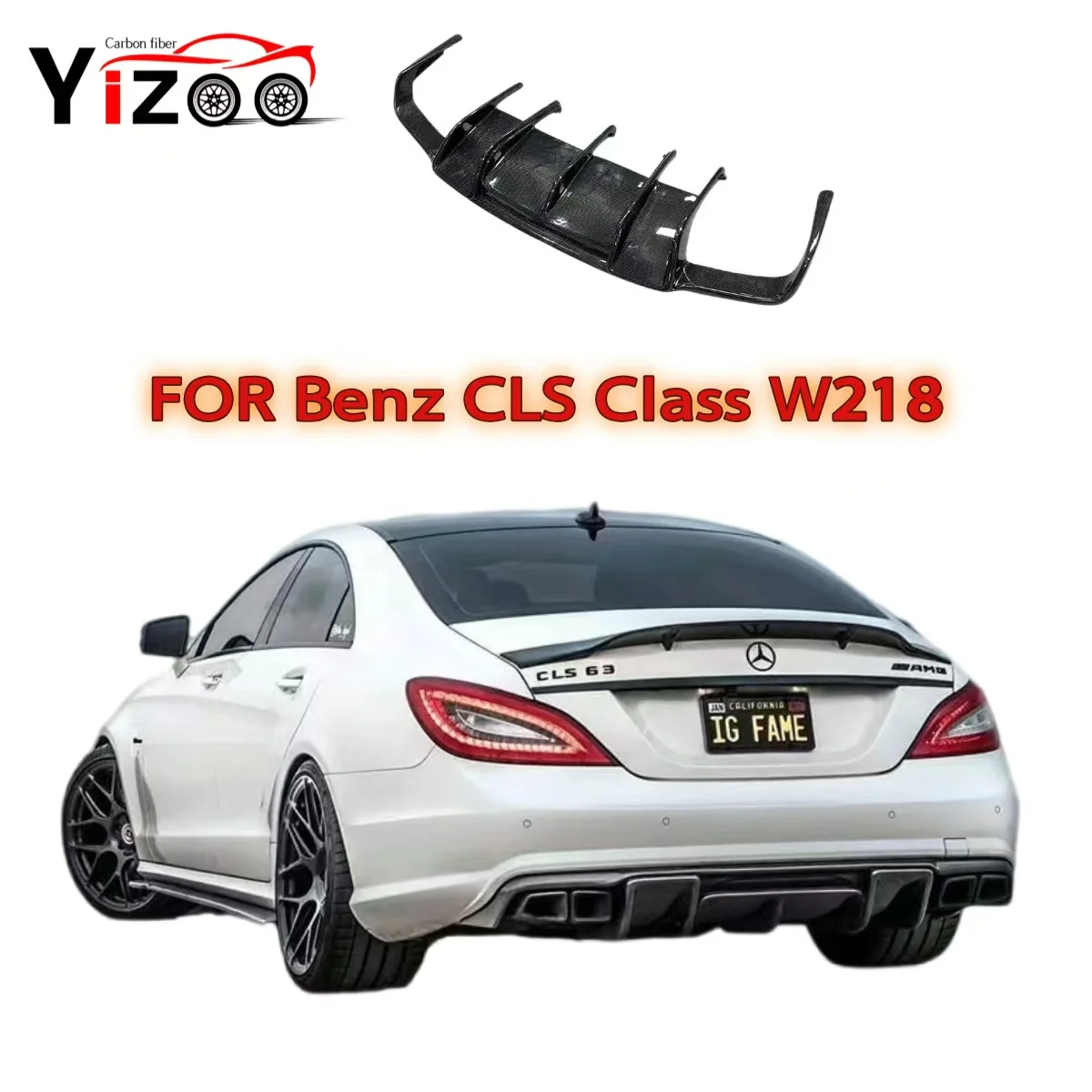 Carbon Fiber Rear Bumper Lip Diffuser For Mercedes Benz CLS Class W218 350 550 CLS63 Bumper R Style Spoiler Lip Splitter