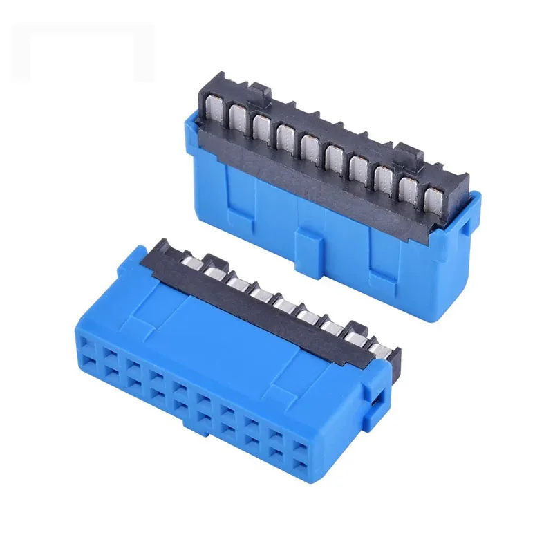 USB3.0 IDC motherboard 20pin connector welding wire /sandwich type wire end plate end spacing 2.0 blue motherboard idc interface
