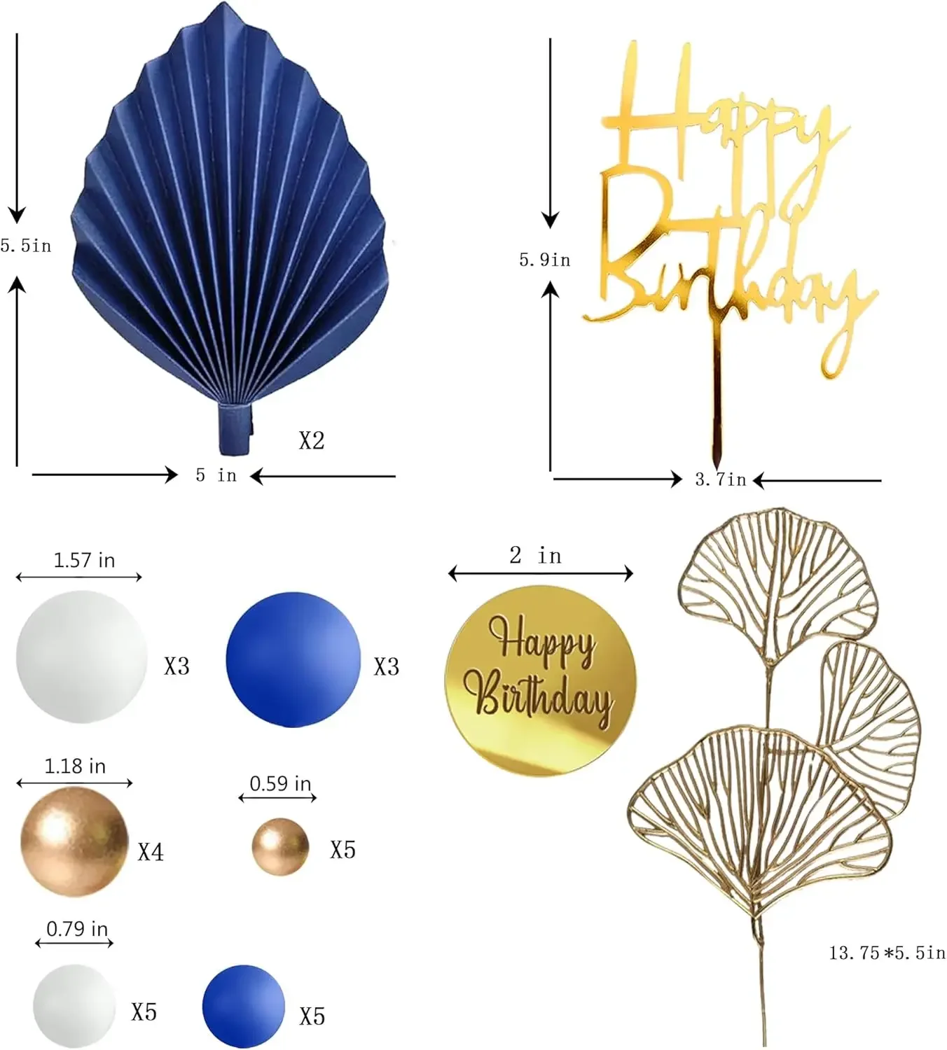 Kuchendeckel aus Weißgold mit goldenen Palmblättern, Boho-Geburtstagskuchen-Dekoration, Ballon-Kucheneinsatz für Geburtstag, Hochzeit, Party – Detail 8