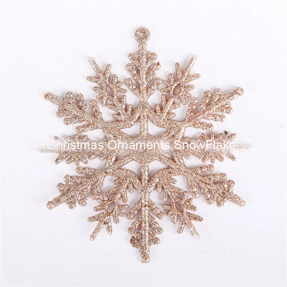 

10-Pack Gold Powder Snowflake Ornaments Christmas Tree Decoration Pendant Plastic Snowflake Party Holiday Mall Home Decor