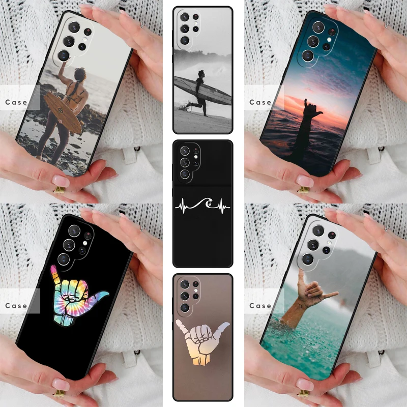 Surfer Surf Hang Loose Shaka PRINT TPU Phone Case for Samsung Galaxy S26 S25 S24 S23 S22 S21 S20 Note10 Plus FE Ultra Cover