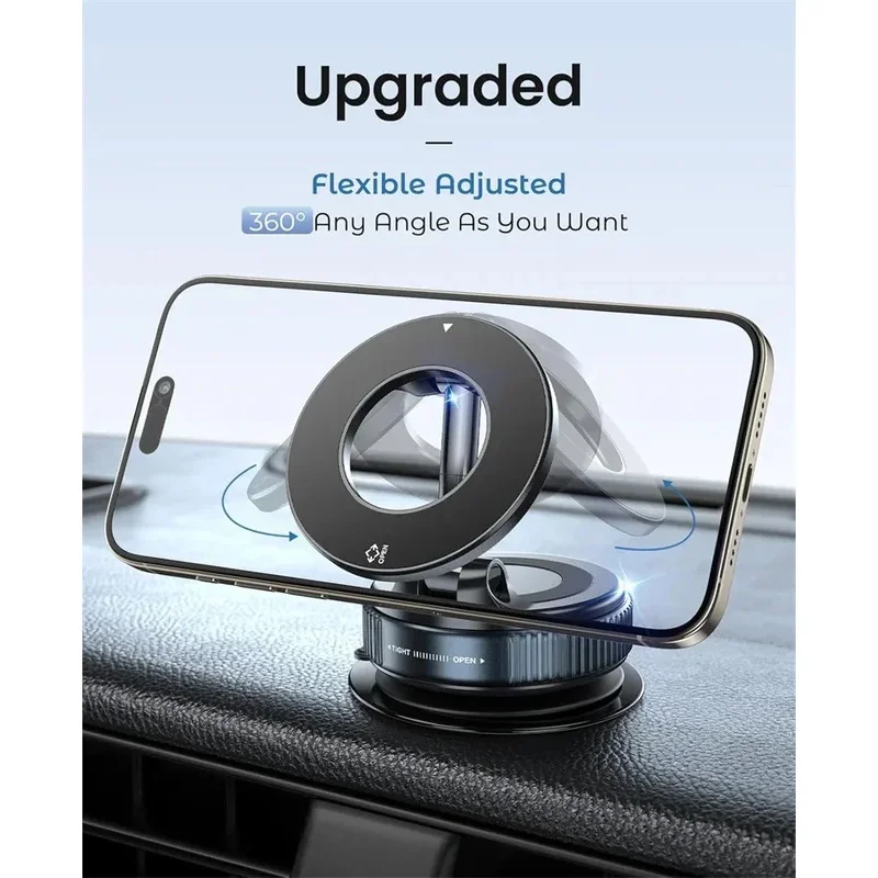 360° Adjustable Vacuum Suction Magnetic Car Phone Mount, Foldable MagSafe Magnet Holder Stand Compatible with iPhone Samsung All image 2