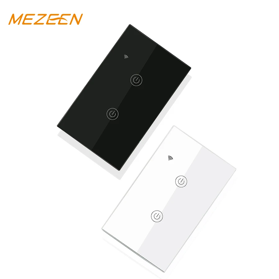 MEZEEN US Standard 1/2/3/4 Gang 1 Way Touch Switch Crystal Glass Panel Smart Wall Light Switch Tuya