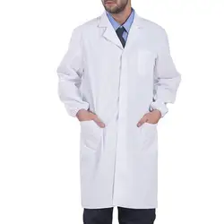 Men Unisex Scrubs White Lab Coat Uniform Doctor's Coat Food Coat Long Sleeve