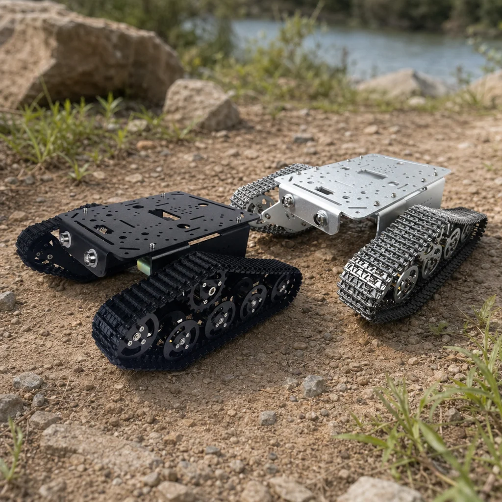 

Tank Aluminum Alloy Chassis, Plastic/metal Track, Tracked Vehicle, Mobile APP and Mini-program Control