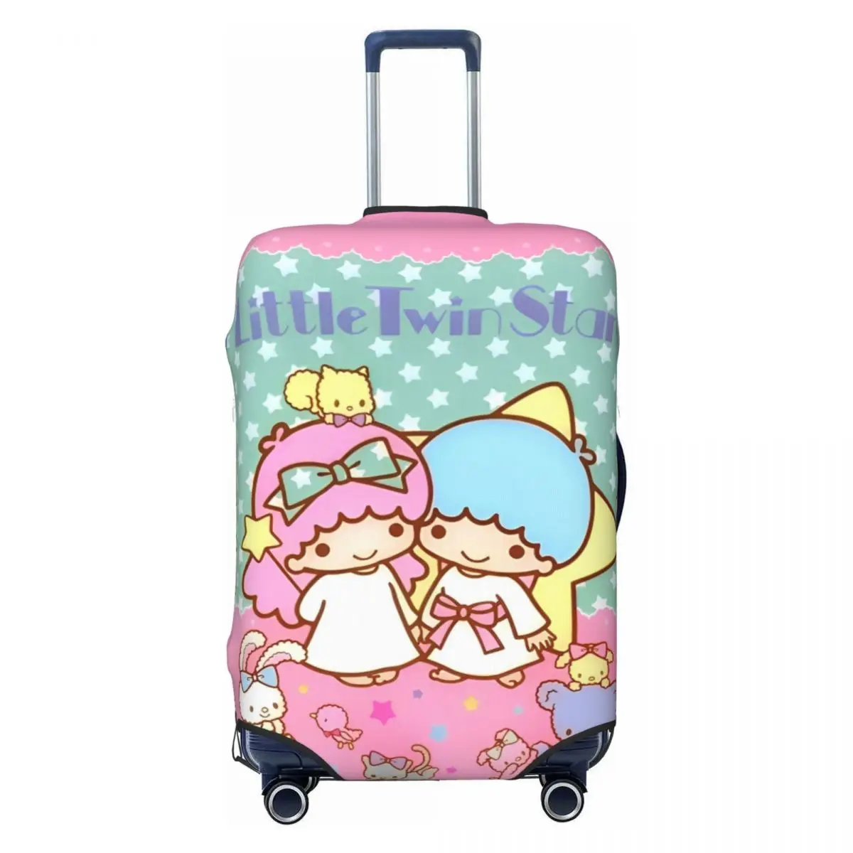 מכסה מזוודה למזוודה עם כוכבי תאומים קטנים, הגנה על המזוודה במהלך טיול, ציוד למזוודה לחופשה