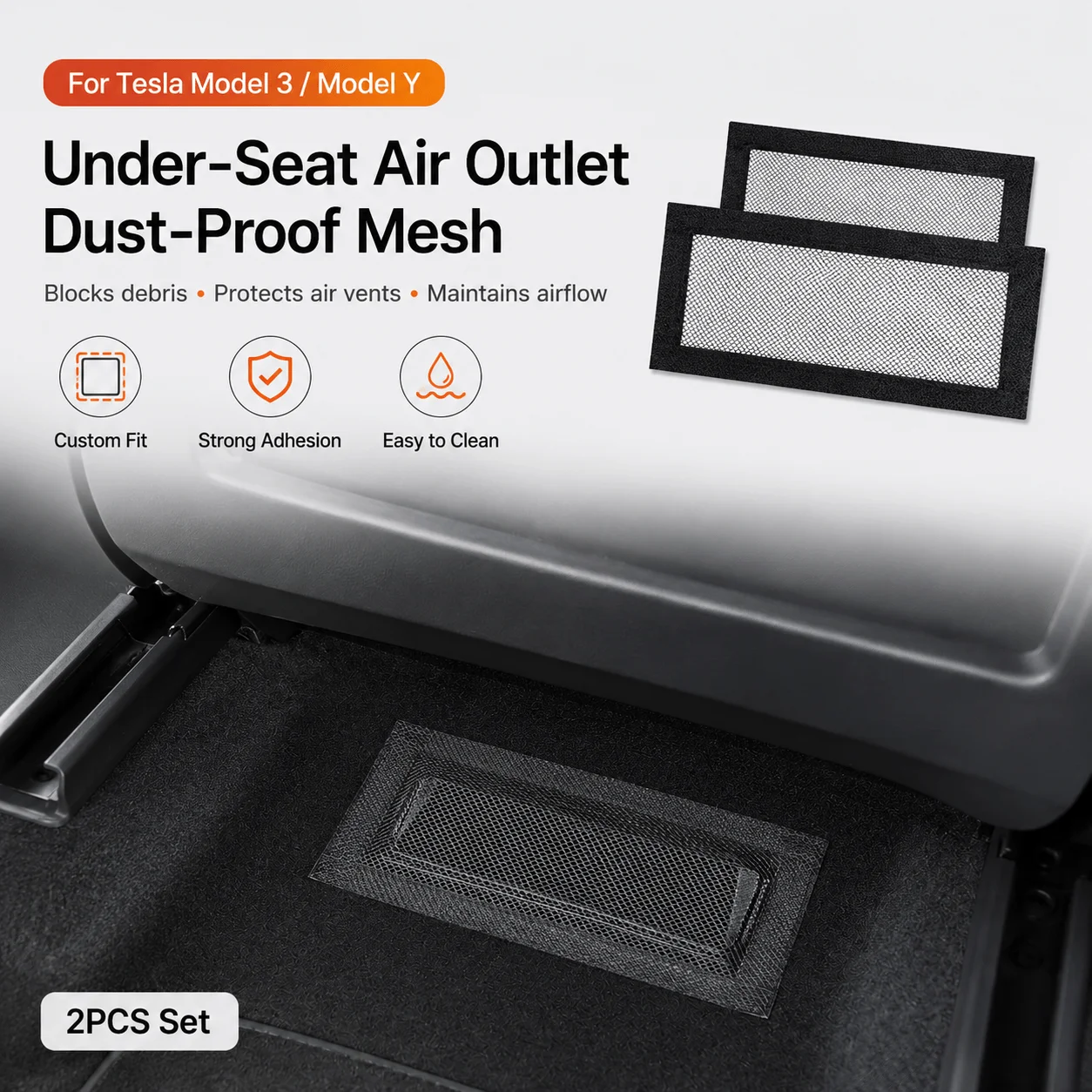 For Tesla Model 3 Y 2021-2026 Under Seat AC Outlet Vent Mesh Protective Cover Anti Blocking Dust Proof Net Modification Parts