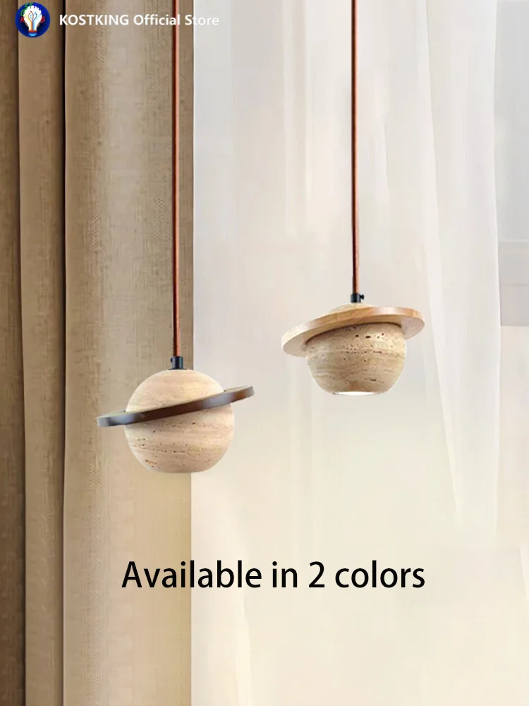 

Led Pendant Lamp Bedroom Beside Chandelier Yellow Cave Stone Small Round Star Spot Light Long Hanging Natural Retro Lighting