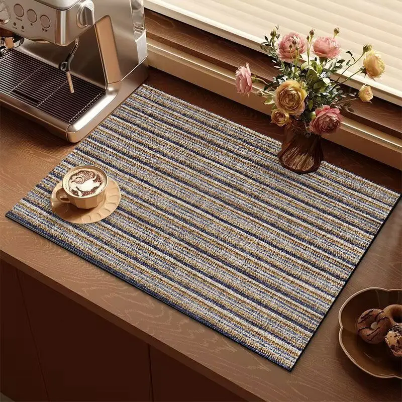 

Retro Checkered Dish Drying Mat ry Mat Classic Home Decor Kitchen Mat Absorbent Countertop Mat for Coffee Maker