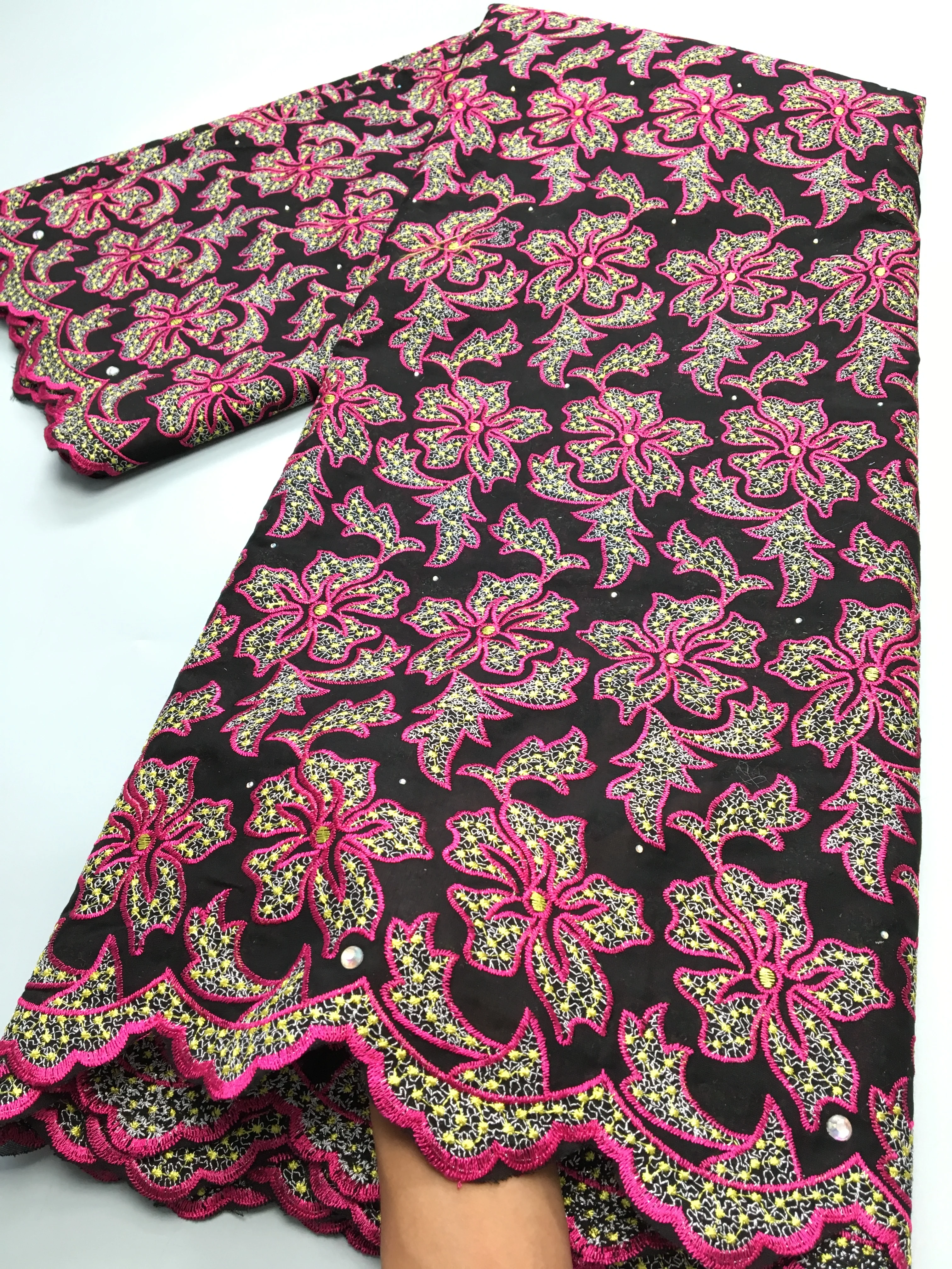 

Cotton Swiss Voile In Switzerland Lace High Quality African Nigerian Lace Fabric Stones for Wedding Party Dresses,2.5yardsTY3912