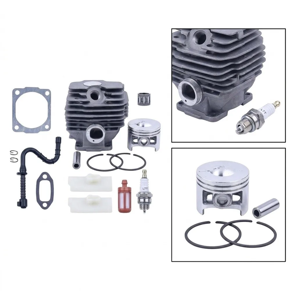 Cylinder Kit Compatible with MS028 For chainsaw 46mm Bore 11180201203 Includes Cylinder Gaskets Fuel Line Filter