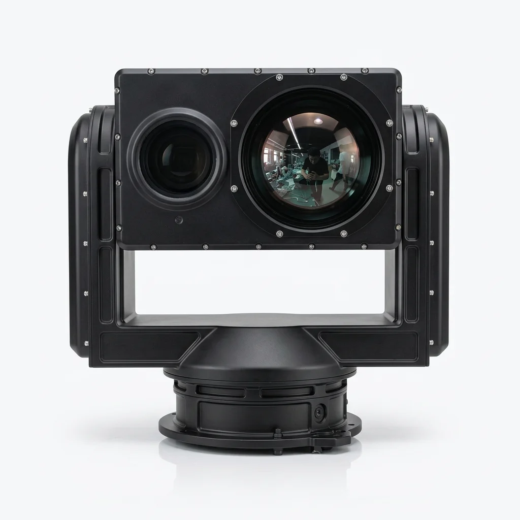 630mm Cooled Infrared MCT Sensor GPS Long Range PTZ Camera Continuous Zoom MWIR and 4MP 40x Visible Light IP66 System
