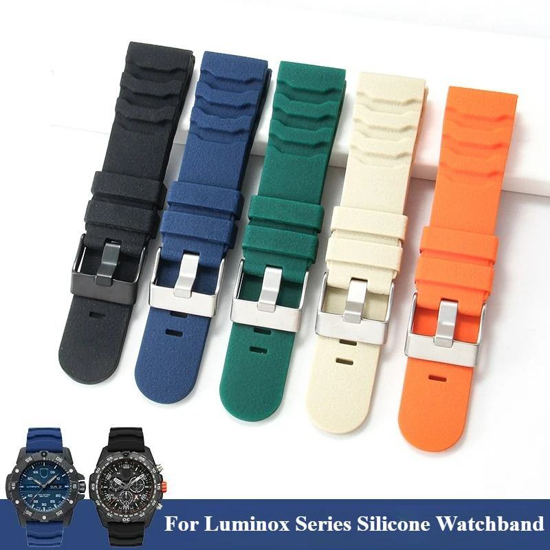 Universal Flat Interface Silicone Watch Accessories 22 24mm for Luminox 3603 3747 3801 3723 3601.BO Panerai PAM441 111 Watchband