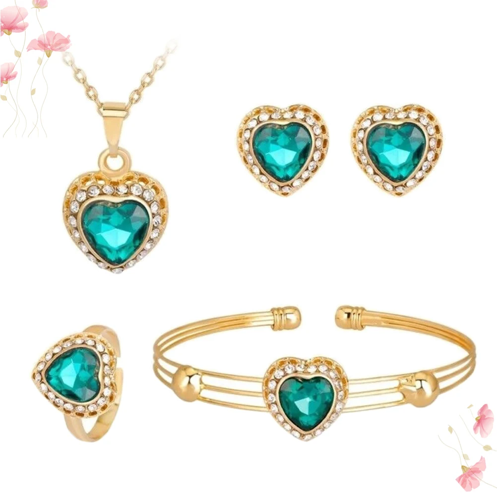 1 مجموعة 1 مجموعة مجموعة مجوهرات على شكل قلب قلادة حمراء أقراط الموضة الإبداعية سوار المرأة قلادة مجوهرات أنيقة للهدايا