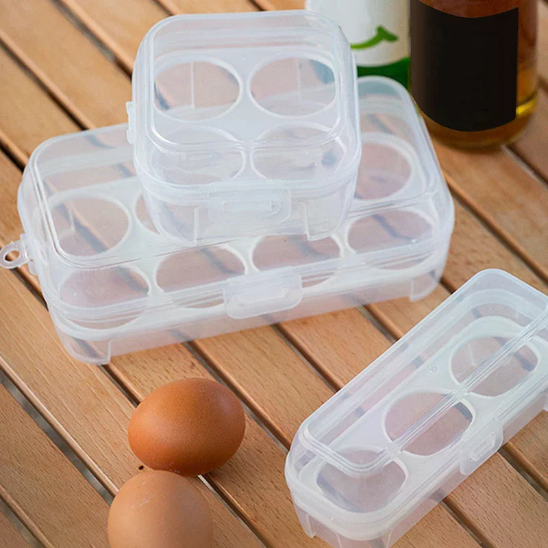Outdoor Transparent Egg Organizer Box For Camping Picnic Barbecue Practical Outdoor Accessories 3/4/8 Grids Portable Egg Box