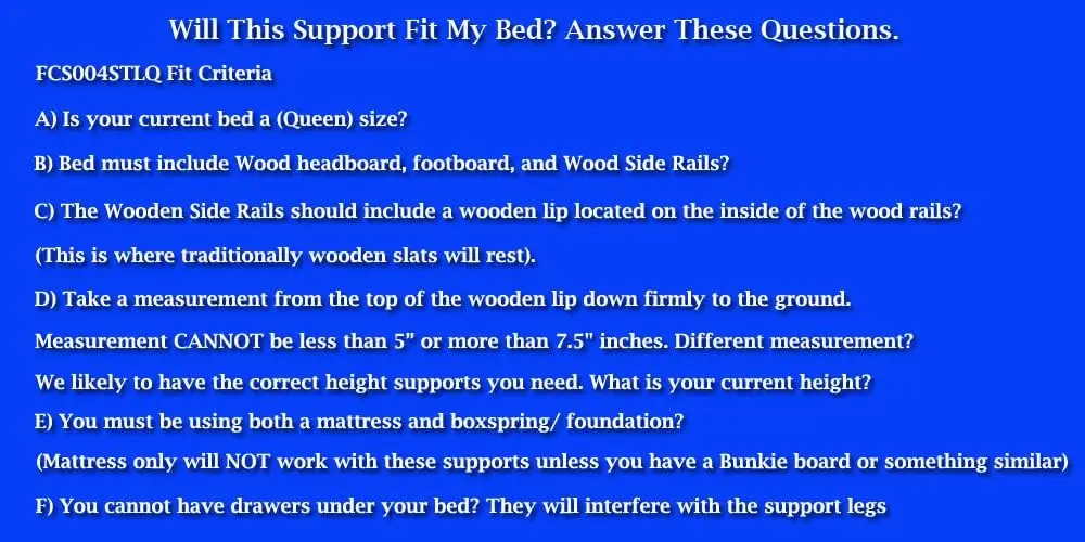 Heavy Duty Low Profile Center Supports For Headboard And Footboard With Wooden Rails Adjustable Glide 12 Legs - Queen Bed