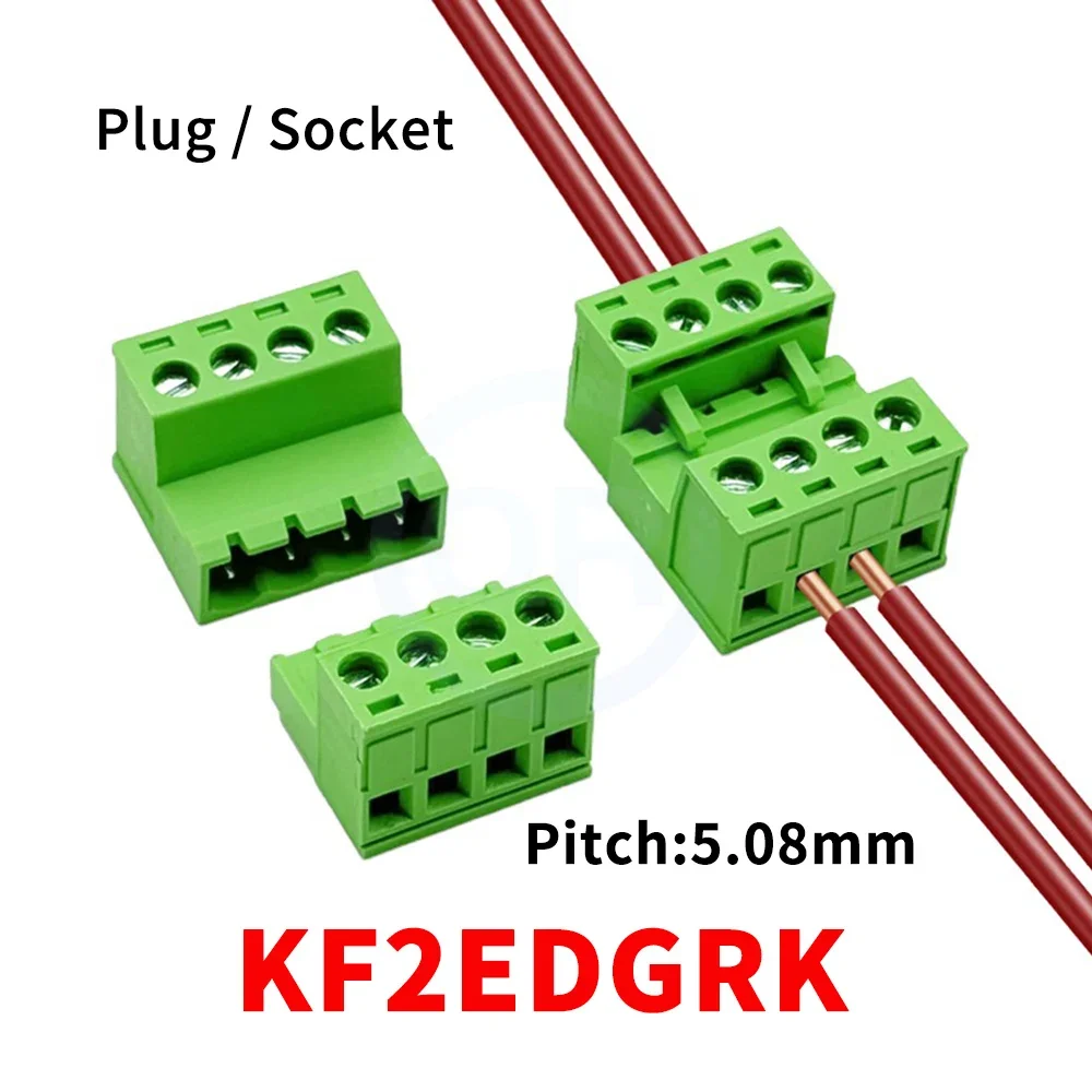 (5 Sets)Connector KF 2EDGRK / GK 5.08mm Plug And Pull Terminal 2EDGKP 15EDGKP 5.08 Butt Welding Free Plug And Socket Set 2~24Pin