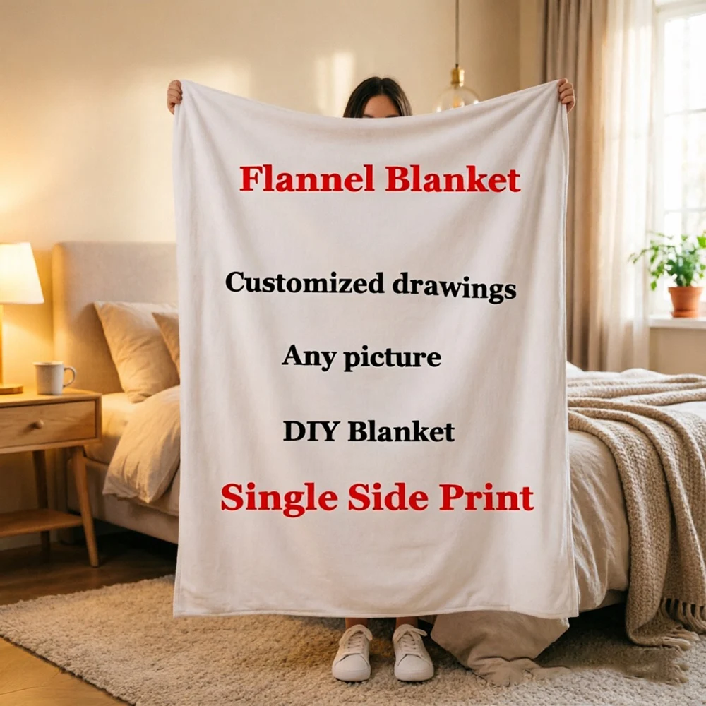 DIY Multipurpose Flannel Shawl Double Sided Print To Custom Flannel Blanket Cover Gifts Soft Household Items Drop Shipping