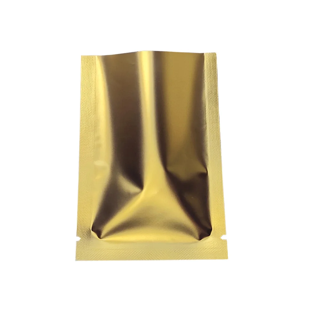 

Matte Gold Flat Open Top Aluminum Foil Packing Bag Heat Sealable Aluminized Food Fertilizer Cosmetic Packaging Storage Pouches