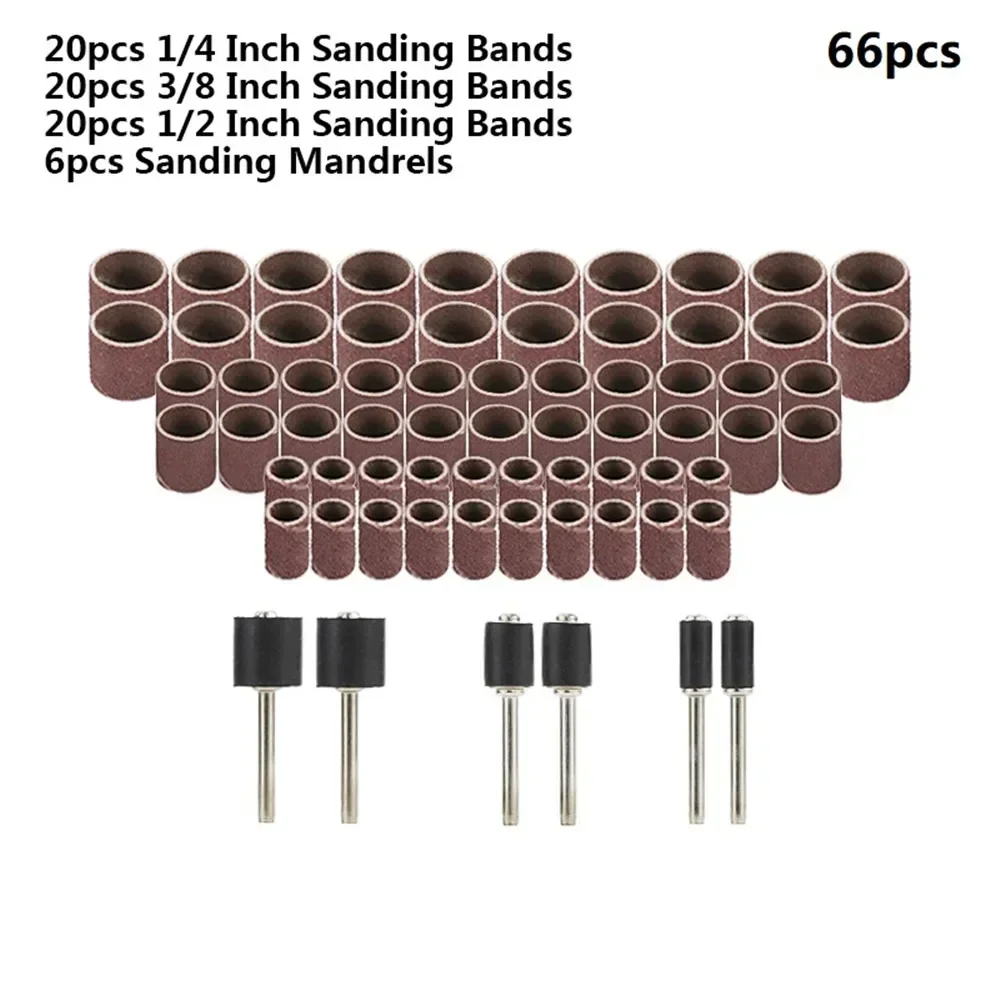 Abrasive Disc 1/4 3/8 1/2 Inch Sanding Drum Set with  Mandrels  Band Fits Dremel Rotary Tool