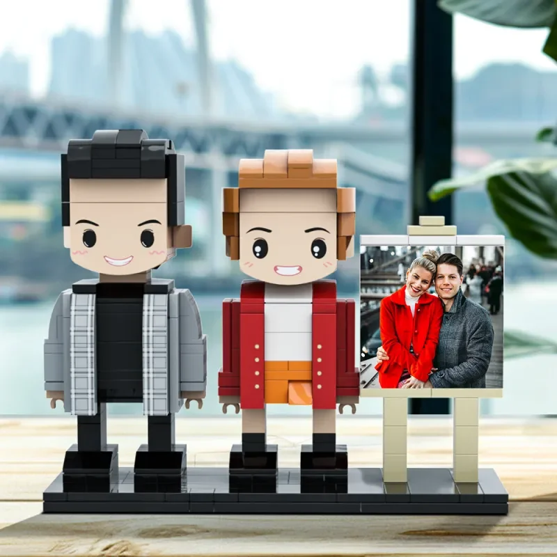Cool Couple Full Body Customizable 2 People Photo Frame Cute My Custom Brickfigures Small Particle Building Blocks Gifts for Him
