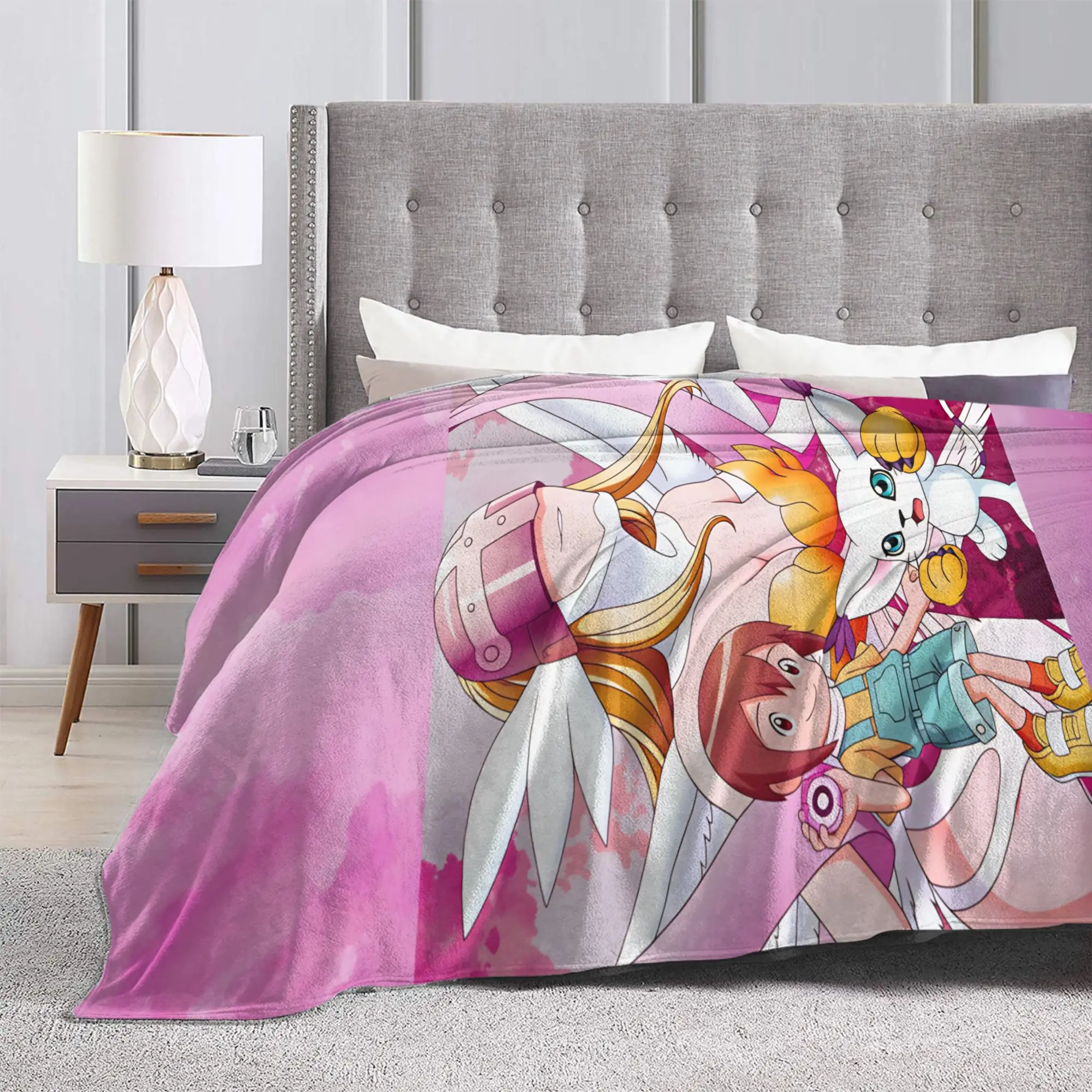 Digimon Crest Power Blanket  Super Soft Comfortable Plush Throw Blanket For Girls Boys Bedroom Flannel Bedspread Bed Cover