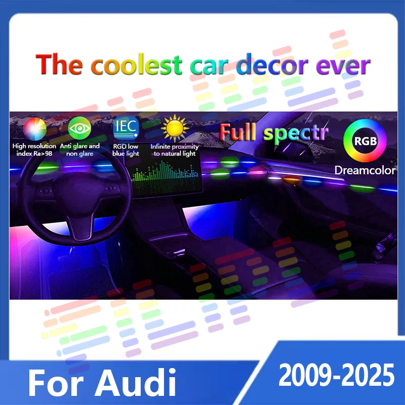 

For Audi only 213 Colors Streamer Car LED Interior Ambient Light Acrylic Strip For Audi A1 A3 A6 A7 C5 C6 Q3 Q2 Q7 TT TTS R8 S3