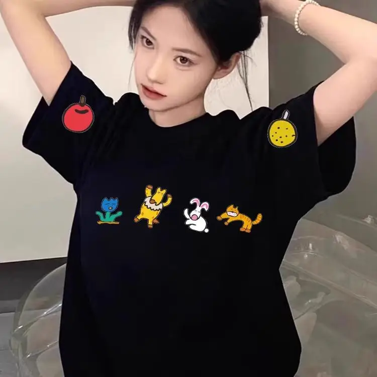 

ex fiti Hip Hop Cotton T-irt ort Sve Spring Summer New Arrival Korean Sle Loose Fit Creative Print Casual Wear