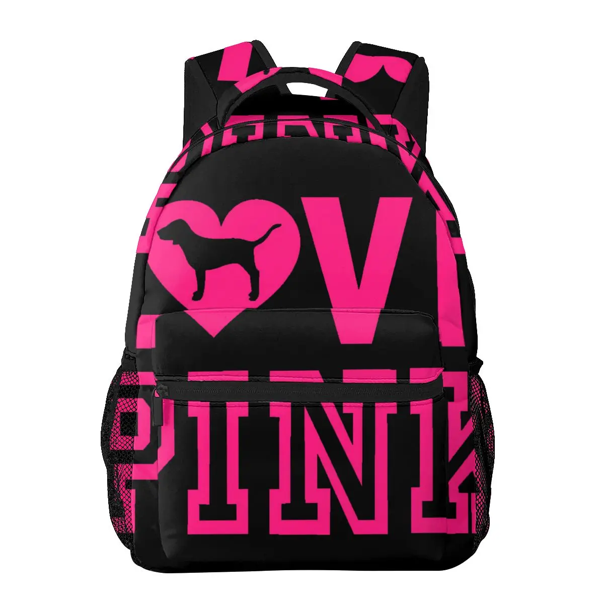 Mochila informal Love Pink para estudiantes Unisex, mochila para computadora de viaje de ocio