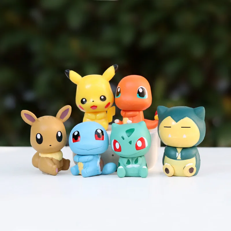

6pcs Pocket Monsters Anime Figure Kawaii Pikachu in Disguise Action Figures PVC Adult Collection Model Dolls Toy Gift