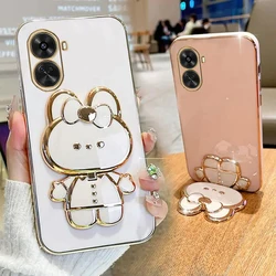 Makeup Mirror Cute Rabbit Phone Holder Case On For Huawei Nova 12 SE Nova12 Se Nova12se Girl Woman Used Back Cover