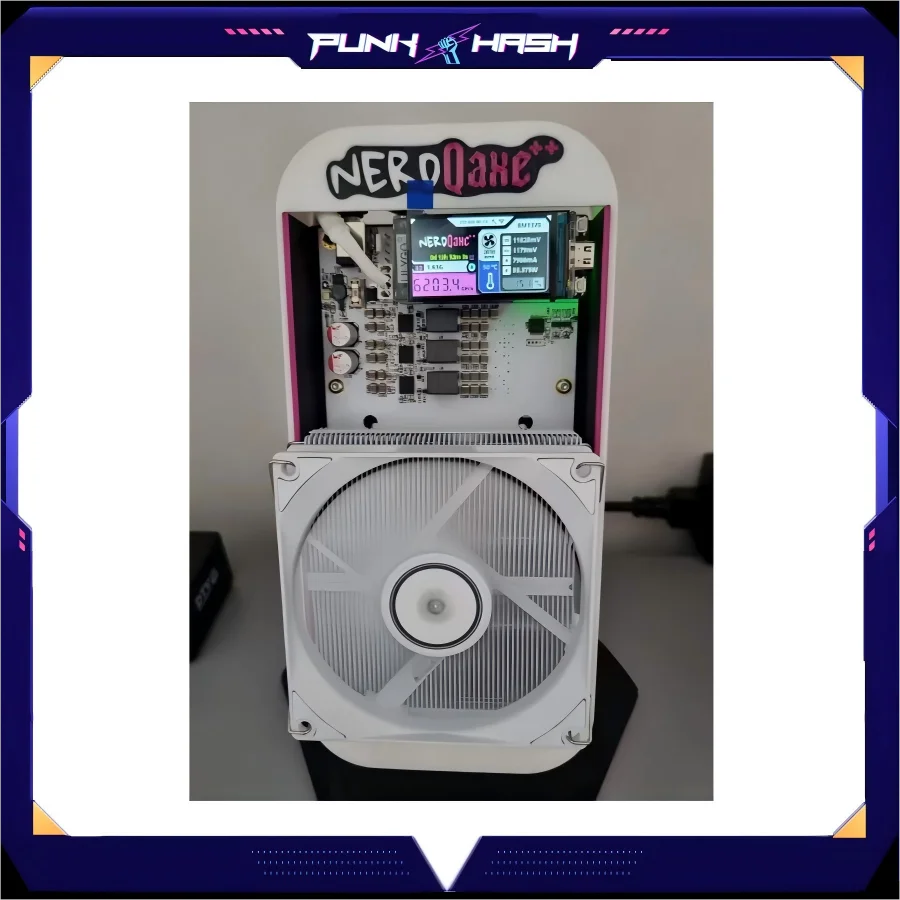 NerdMiner NerdQAxe++ Bitaxe 4.8T BTC Solo Miner 4.8T-5TH/S 80W met EU/US/UK/AU-stekker NerdQAxe 4.8 BM1370 chips NerdQAxe