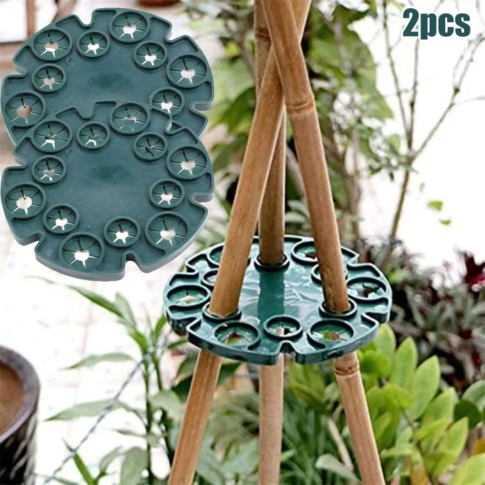 

2Pcs Garden Climbing Plant Support Peas Beans Fixed Frame Plant Retainer Bamboo Disc Flower Pillar Climbing Frame