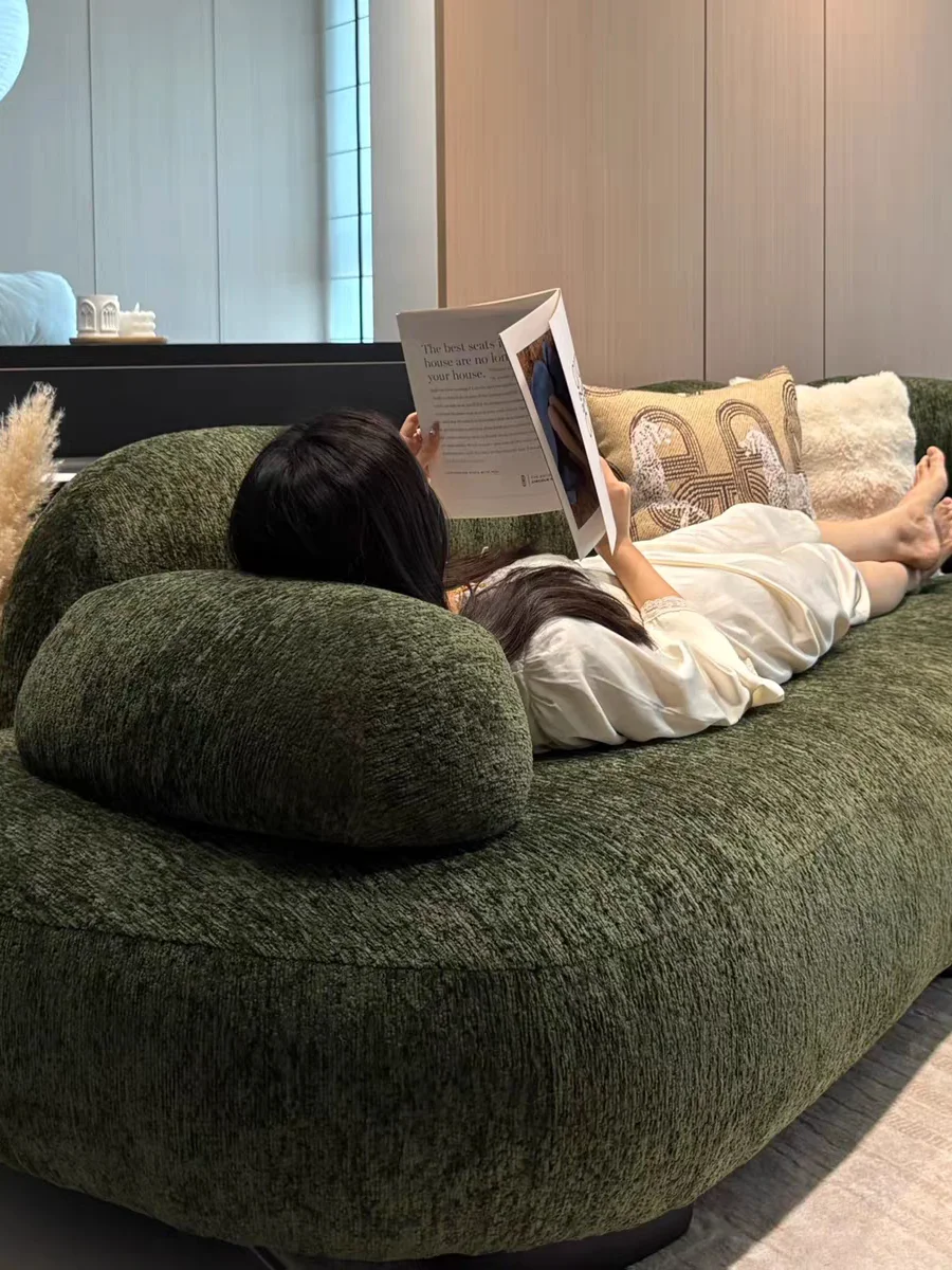 Italian minimalist curved corner sea salt sofa living room large apartment villa design special-shaped irregular sofa