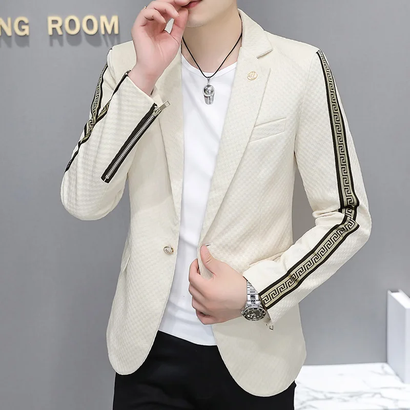 New Brand Men Blazer Personality Wild Men\'s Suit Jacket High Quality Fashion Slim Fit Warm Blazer Coat Male M-3XL