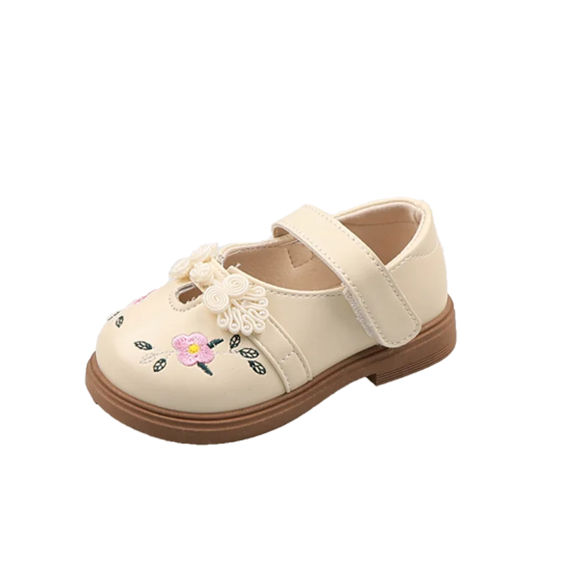 Girls' Princess Shoes Embroidered Ethnic Style 2024 Spring and Autumn Soft Soled Girl Shoe