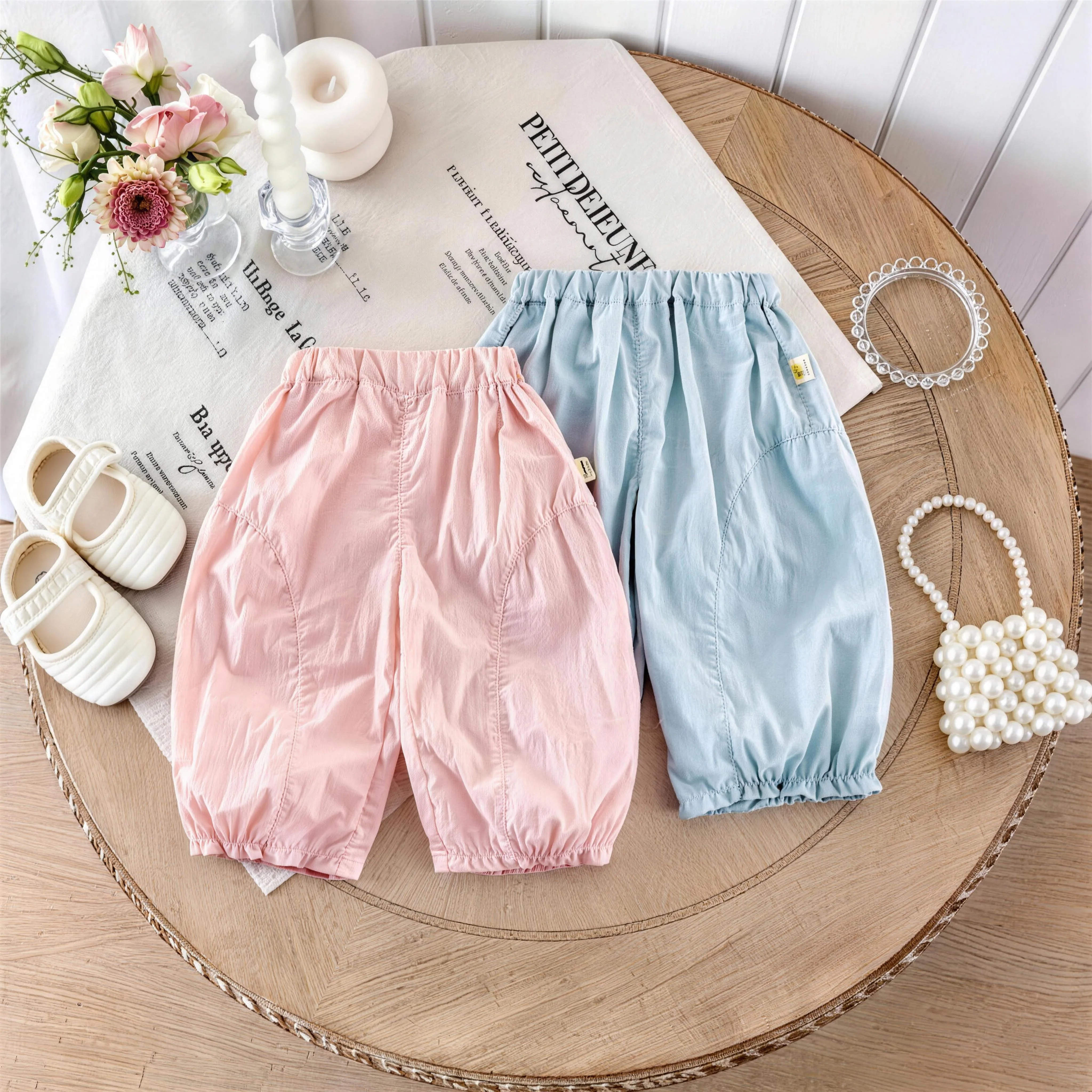 Girls' Solid Color Casual Pants, New Style 2026, Summer Baby Girls' Fashionable Korean Style Breathable Pants, Trendy