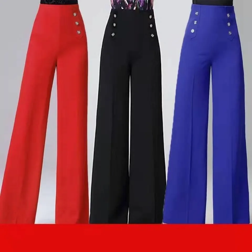 High-Waisted Latin Dance Slimming Versatile Straight-Leg Dance Pants 2024 New Cross-Border Style Women's Clothing Bell Bottoms